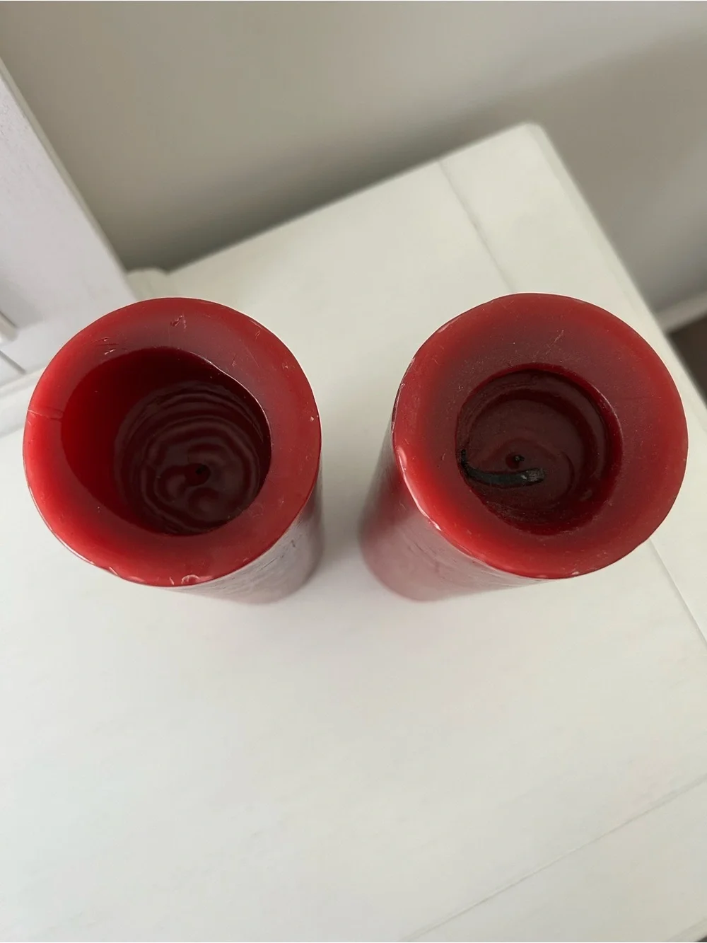 Deep Red Cylindrical Pillar Candles Set of 2 by Living Quarters Cranberry Smell